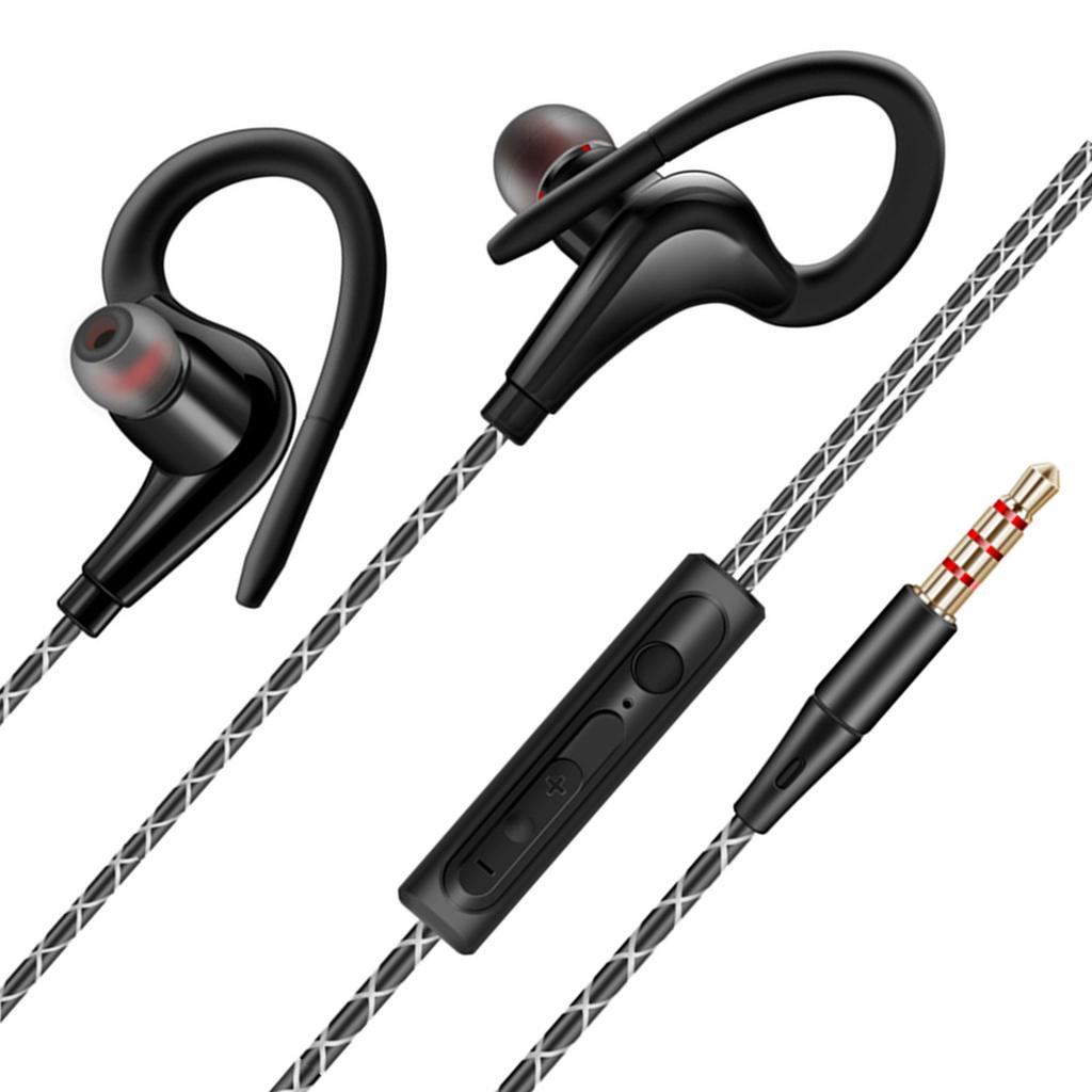 S760 Wired In Ear Waterproof Earphones Ear Hook Earbuds Stereo Super Bass Headphones Sport Headset with Mic Black