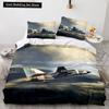 Airplane King Queen Full Duvet Cover Vintage Fighter Bedding Set for Kids Teens Adults Sky Clouds Grey 2/3pcs Soft Quilt Cover