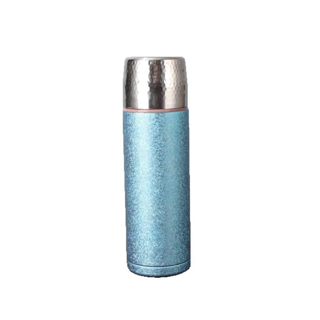 High-Value Titanium-Covered Double-Layer Thermos Cup Portable Hammer-Pattern Vacuum Stewed Teacup Light Luxury High-End Business Gift Cup