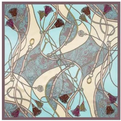 New Rope Tassel Printing Square Scarf Luxury Brand Silk Scarf For Women Hijab Shawl Foulard Scarves Wraps For Ladies