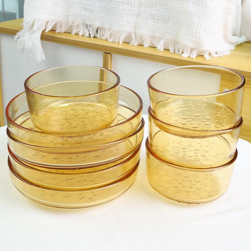 

Amber Snowflake Glass Dinnerware Set