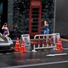 Miniature Traffic Barrier Set Warning Color Plastic Roadblocks Model Figure Props for Microlandscape Sand Table Setting
