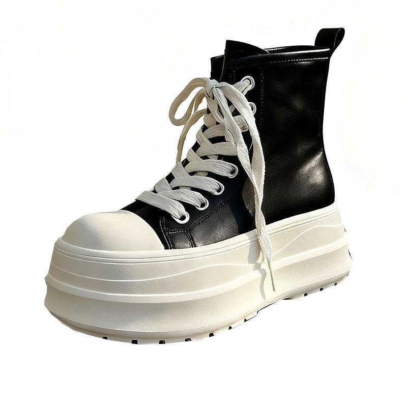 Dicksölig erhöhende Damen neue Herbst kleine vielseitige Brotschuhe High-Top großköpfige Board-Schuhe