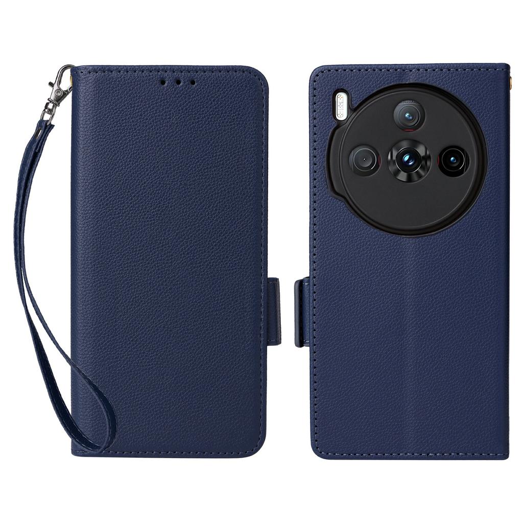 For ZTE nubia Z60S Pro 5G Case with Wrist Strap Litchi Texture PU Leather Wallet Phone Cover