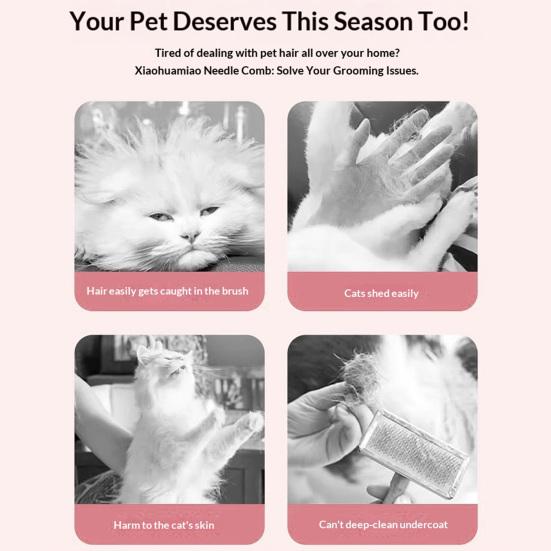 Pet Grooming Comb Loose Fur Removal Comb Dog Hair Detangling Brush Easy to Clean Deshedding Tool for Long or Short Hair Cats Dogs