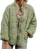 Women's Quilted Zip-Up Jacket with Square Stitch Design, Loose Fit, Multiple Color Options