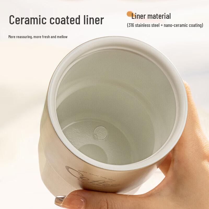 TAFUCO 316 Stainless Steel Ceramic Lined Portable Dual-Drink Travel Mug
