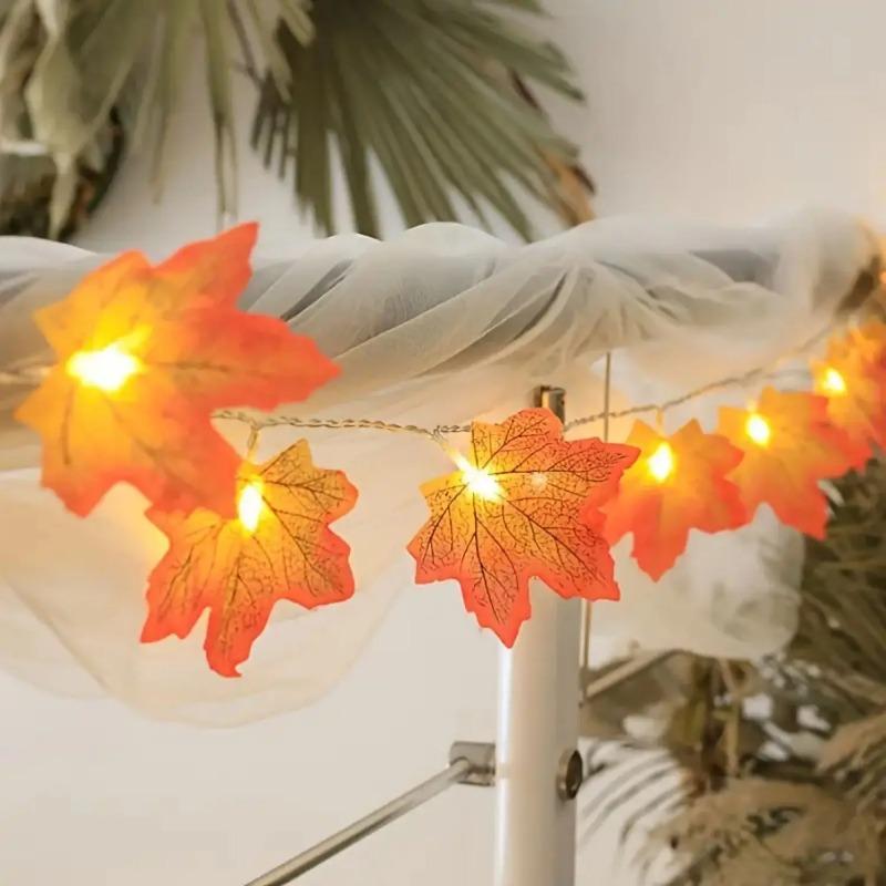 LED Maple Leaf Light String Artificial Maple Leaf Vines Hanging Rattan Fall Garland for Thanksgiving Home Party DIY