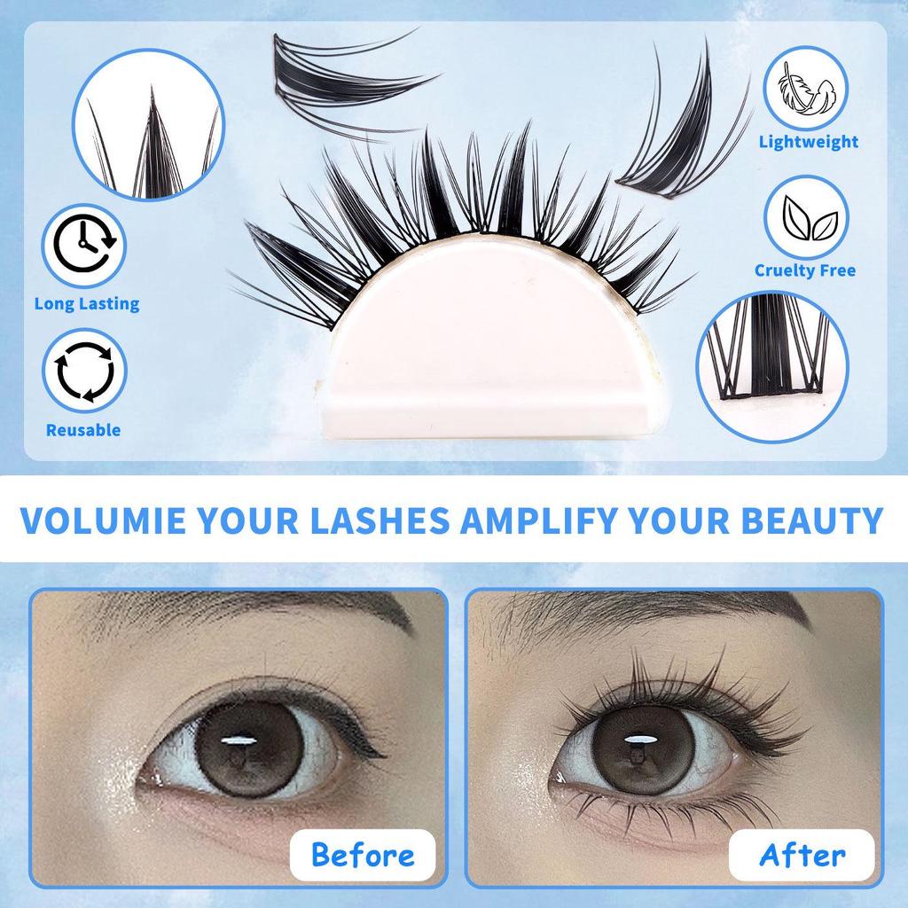 Natural C Curl Individual False Eyelashes: 120 Clusters, 10-16mm, DIY Dense Segmented Lashes