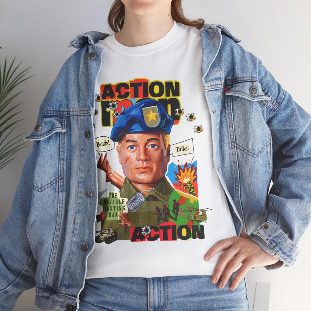 Action Hero Collage T-Shirt and kids tshirt | Retro Soldier Pop Art, Comic Speech Bubbles