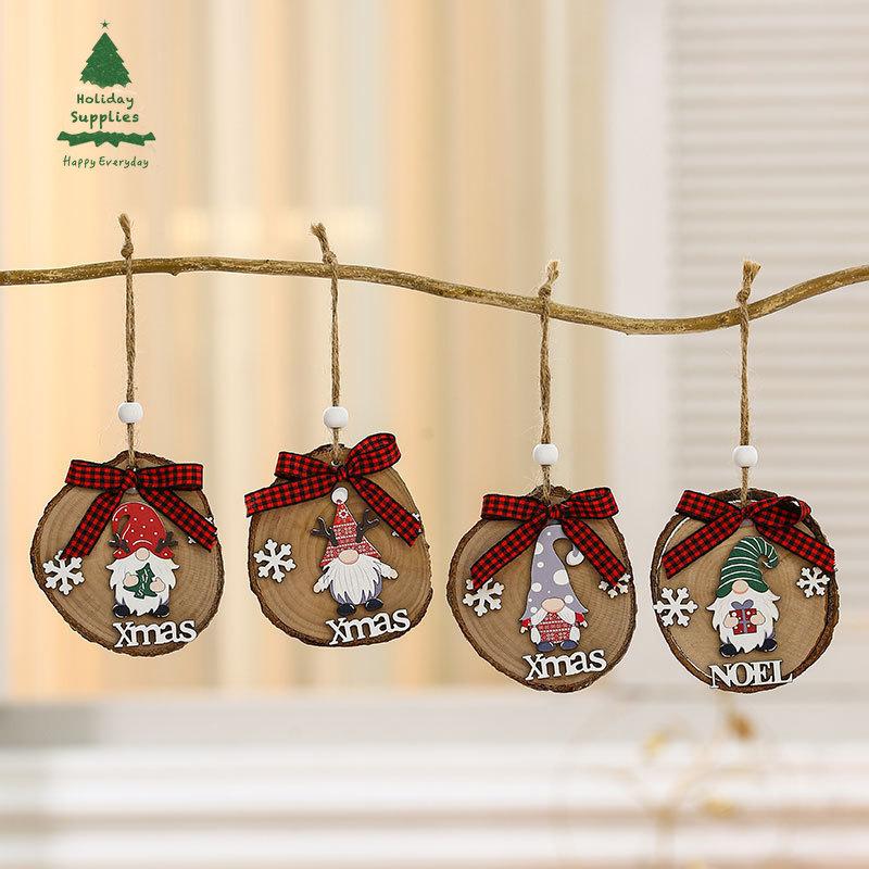 

Рождественские банты, деревянные украшения, подвески из бревен, елочные украшения, рождественские украшения.