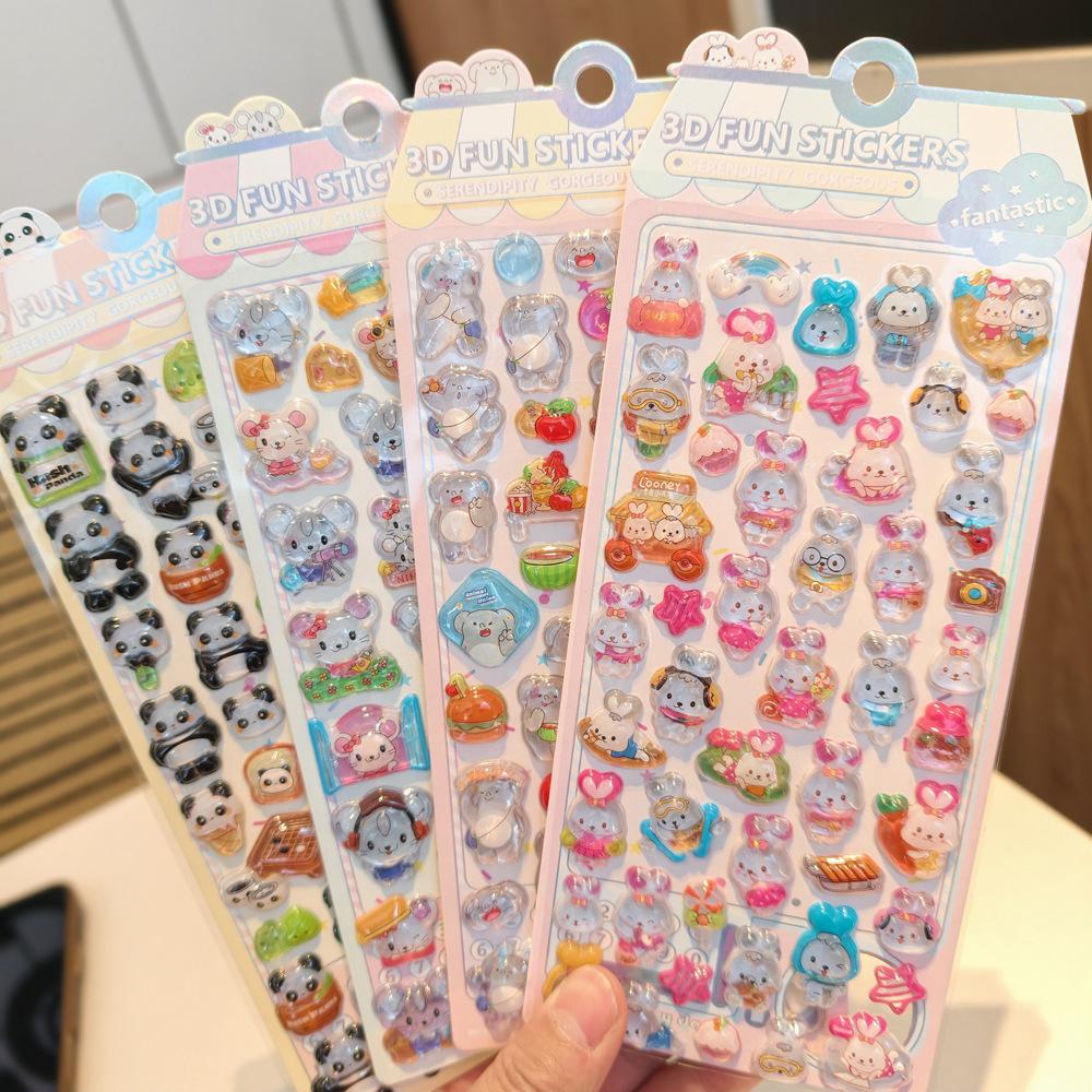 Pop Seal 3D Cute Ghost Family Relief Crystal Stereoscopic Cartoon Stickers For Kids Handcraft Phone Album Scrapbook Decoration