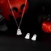 Halloween Spooky Chic Women's Jewelry Set White Ghost Earrings Necklace Cute Boo Accessory for Girls' Costume Party Gift