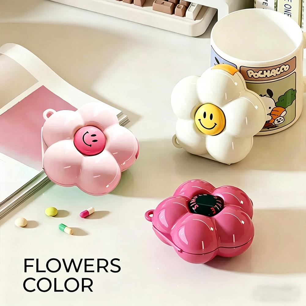 Mini Portable Dopamine Flower Pill Box Sealed Moisture-Proof Travel Medication Case