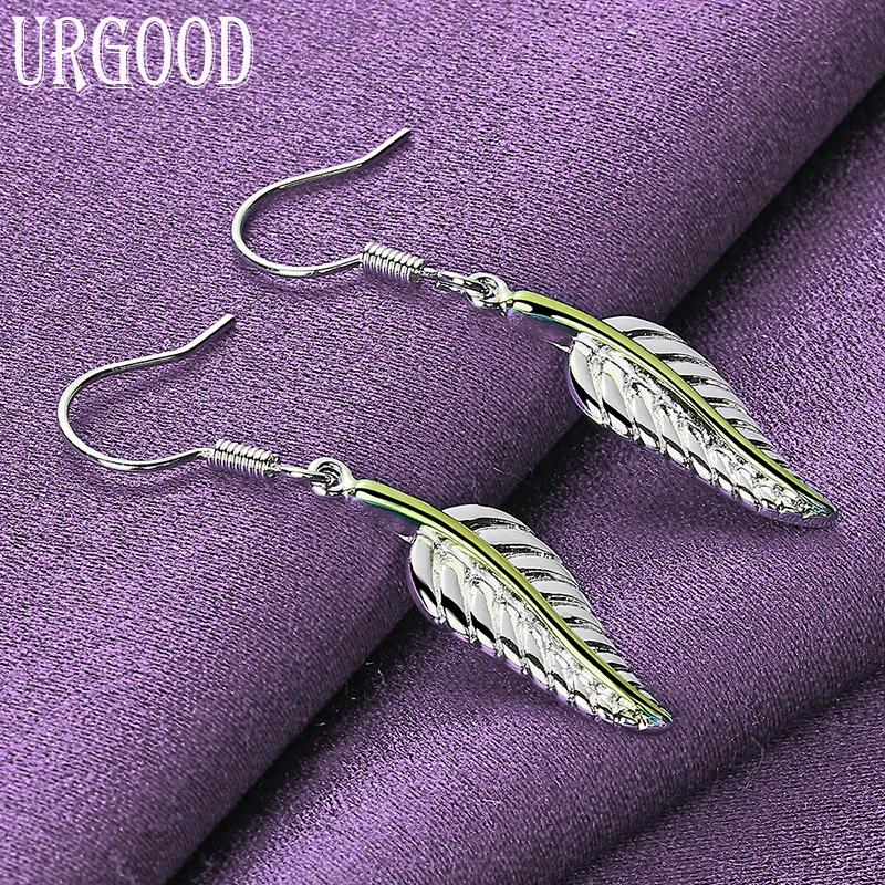 925 Sterling Silber Charm Blatt Anhänger Ohrringe Geschenk Modeschmuck