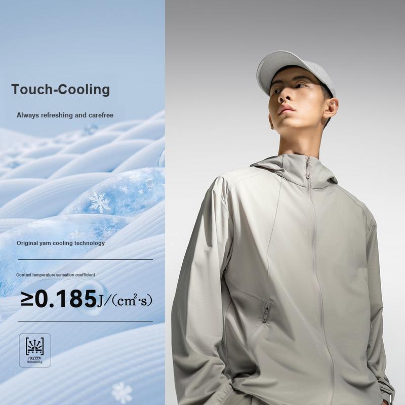 Li Ning Outdoor CF Lightweight Breathable Ice Comfort UPF 50+ Hooded Sun Protection Jacket Men jackets Cooking-Smoke-Gray AFDWE57-2