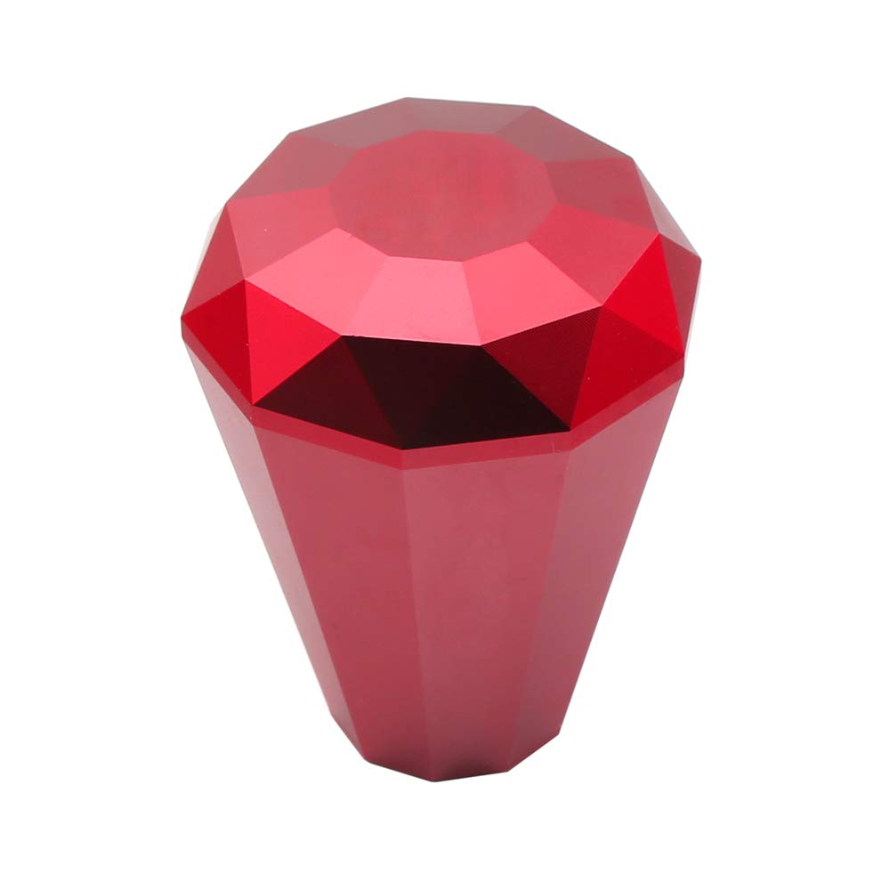 Kyostar Universal Diamond Shape Gear Shift Aluminum Shifter Knob 8M/10M/12MM Adapter (Red)