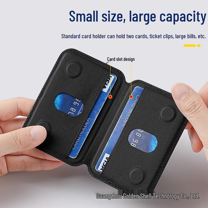 Magnetic Leather Flip Card Holder with MagSafe-Compatible Slot