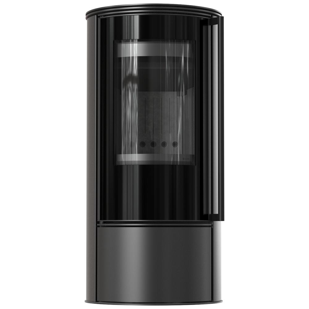 Freistehender Stahlofen KOZA SKADI mit schwarzer Thermotec-Beschichtung und Schließmechanismus