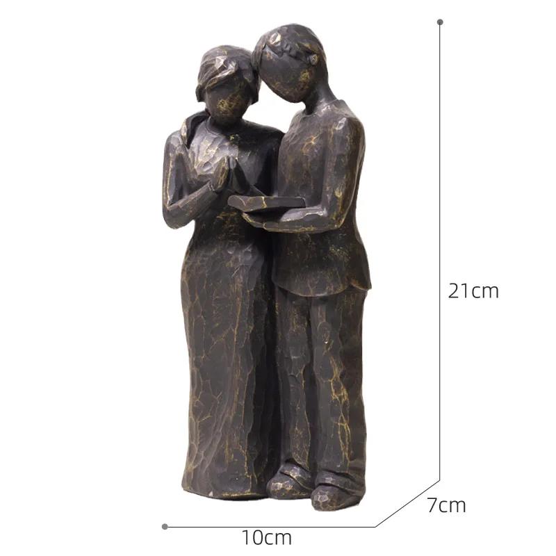 Bronze Tone Resin Family Statues, Heartwarming Home Decor Pieces, Elegant Resin Couple Statues Symbol of Togetherness for Home