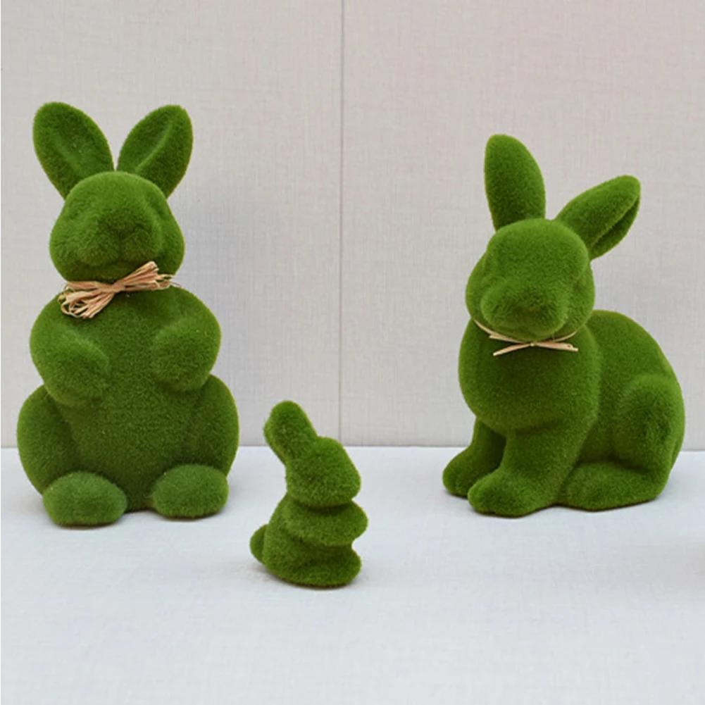 Simulation Moss Foam Easter Bunny Decor Easter Moss Rabbit Figurine Artificial Moss Rabbit Easter Figurine Rabbit Bunny Figurine