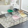 INS Style Acrylic Folding Stool for Living Room, Space Saving Nordic Dining Stool Portable Folding Chair for Makeup, Bathroom an