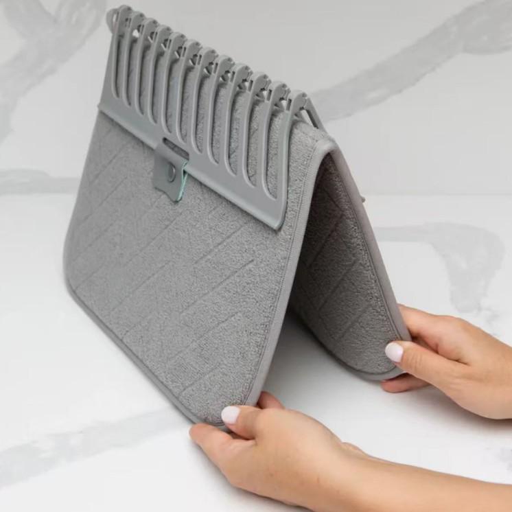 Multifunctional Kitchen Countertop Organizer with Absorbent Microfiber Mat