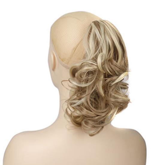 Women Wig Ponytail Style Soft Inner Ponytail Extension Temperature Fiber Mesh High Short Wavy Black Brown Hair