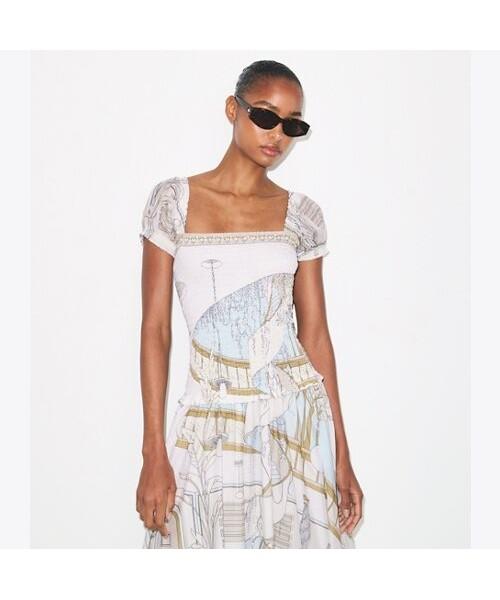 Tolibeochi Printed Smoke Dress - The Full Beige