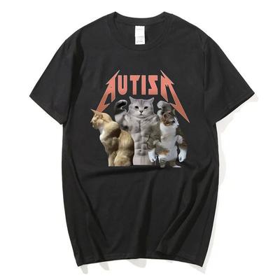 Buff Katės Autizmo Atminties Marškinėliai Sportas Salė Mada Hip Hop Trumpomis Rankovėmis Moteriški Vasariniai Patogūs Marškinėliai