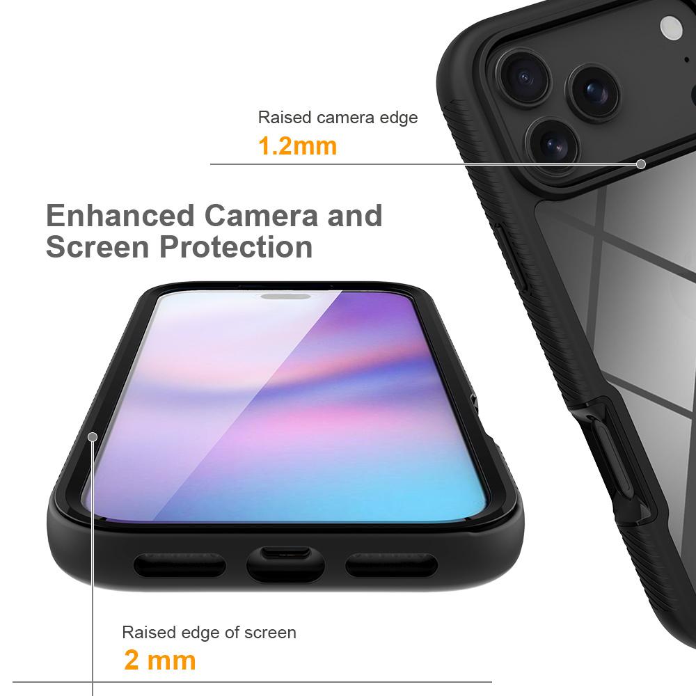 Clear Case for iPhone 17 Pro Max PC+TPU Phone Back Cover with PET Screen Film