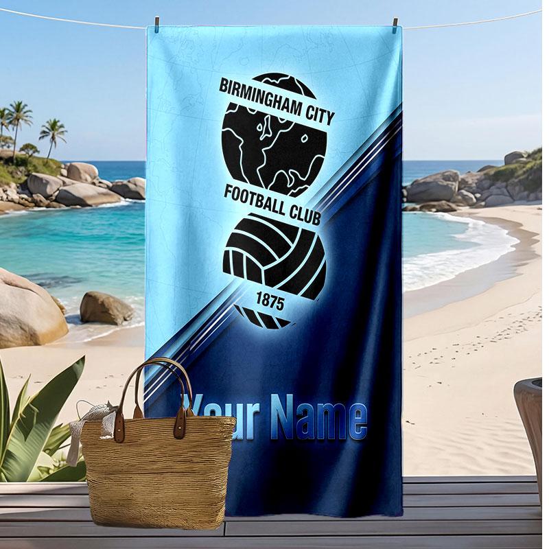 BIRMINGHAM CITY Calcio Asciugamano da Spiaggia Stampato Personalizzato Logo Calcio Supporto Nome Personalizzato Testo Asciugamano Assorbente Per Sport Viaggio Regalo Speciale