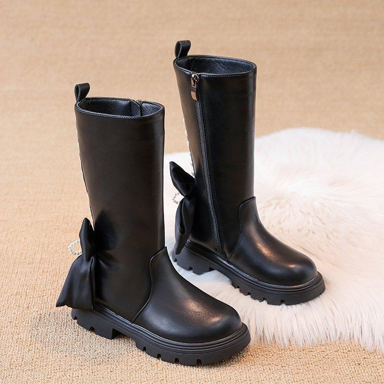 

New autumn and winter girls boots, children s long boots, winter plush princess boots for little girls, double-layer cotton shoes 27