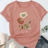 Women Summer T Shirt Retro Fashion Short Sleeve Tees Casual  Flower Printed  Tops
