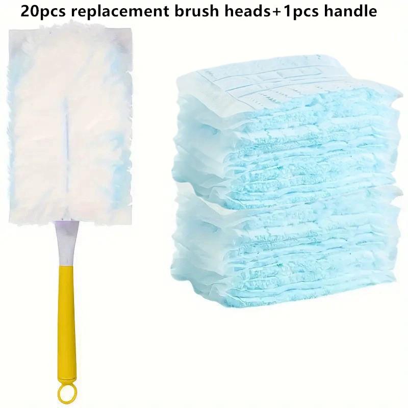 Non-Scratch Electrostatic Dust Duster 360° Set with 10/20/30Pcs Disposable Heads for Fragile Ornament Dust Cleaning