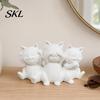 Artistic Cat Statues Three Wise Cats Figurines, 3D Printed Minimalist Statue for Desk Shaped Desktop Decor Decor, Ancient Wisdom Ornament Home Office,