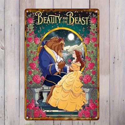 Die Schöne und das Biest Metall Wanddeko - Vintage Die Schöne und das Biest Poster - Belle & Biest Schlossszene - 8x12 Zoll (20x30cm) -