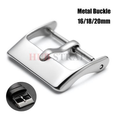 16 18 20mm Watch Band Metal Buckle Strap Solid Square Button Stainless Steel Clasp Silver Black Watch Buckles for Leather Strap