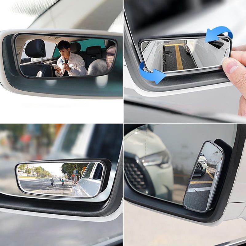 2Pcs Car Rearview Mirror Blind Spot Mirror Front Rear Wheels 360 Degree Adjustable Car Rearview Convex Mirror Wide Angle Mirrors