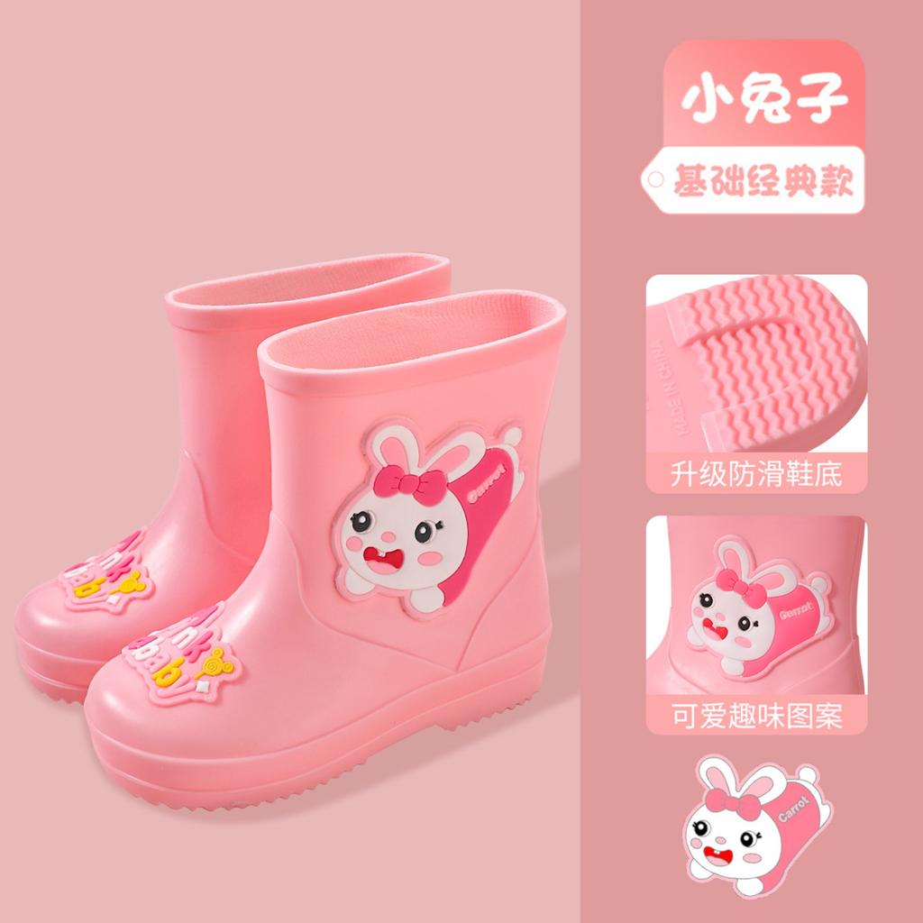 Boots Children's Lined Half Height Rain Boots Rain Shoes With Drawstring Cartoon Non- Rain Boots Lightweight Outdoor