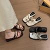 Beautiful Slope Heel Metal Buckle Cover Toe Cool Slippers Women's Summer Wear 2025 New Seaside Vacation Fairy Style Slippers