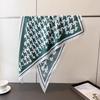 Vintage Plaid Triangle Scarf Imitation Silk Printing Sunscreen Shawl Waist Scarf Silk Scarf Scarf Headscarf Women