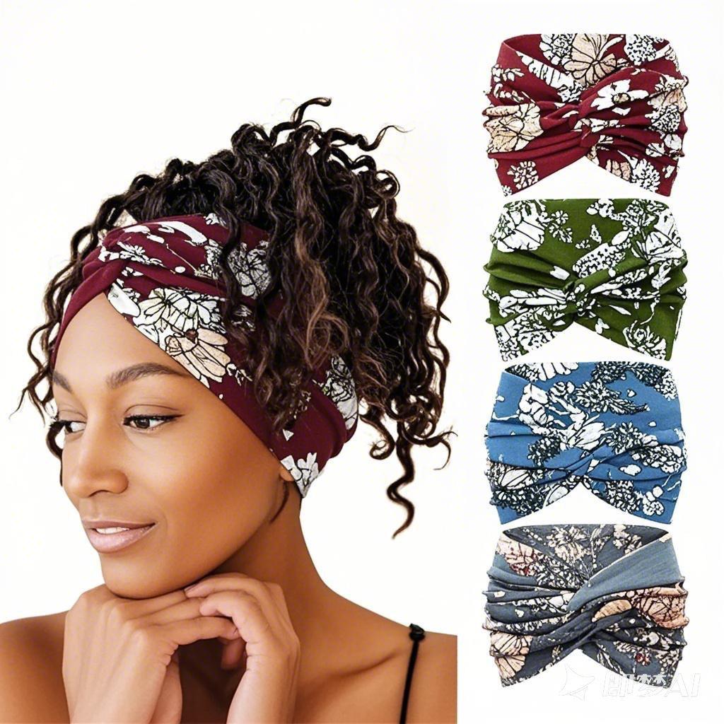 Bohemian Print Yoga Headband - Wide, Sweat-Absorbing Headscarf