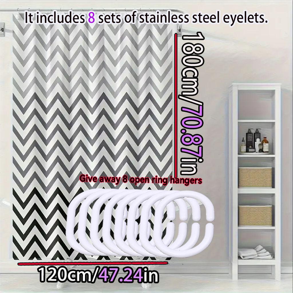 Black and White Wave Line Bathroom Curtain Minimalist Design Bathroom Dry and Wet Separation PEVA Waterproof Material