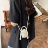 Mori cute imitation pearl woven mini compact women's earphone mouth red envelope spring new shoulder messenger bag