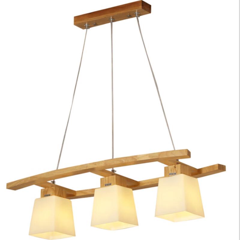 Li Shen Simple Creative Solid Wood 3-Head Pendant Light