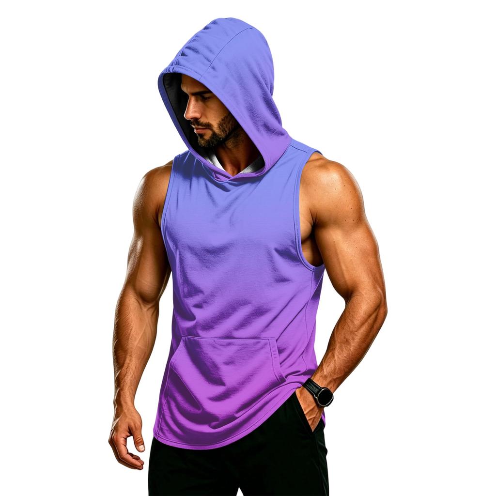 Men's Sleeveless Hoodie Muscle Fit Gym Tank Top Breathable Quick Dry Workout Vest for Fitness Training and Athletic Activities