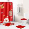 Christmas Bathroom Shower Curtain Four-Piece Combination Floor Mat Bathroom Water Absorbent Non-Slip Door Mat Bedroom Carpet