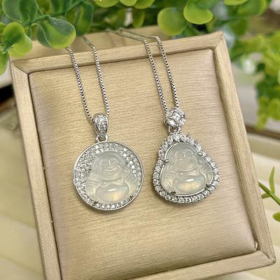 Accessories Necklace Chalcedony Pendant Maitreya Buddha Mini Buddha Gong Ladies Clavicle Chain New Chinese Accessories Gift