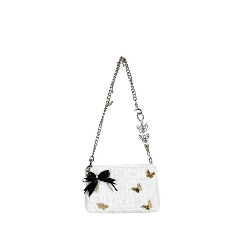 

DIOR Bag [Customized Cosmetic Bag] White Velvet Flower Butterfly Simple Fashion Versatile Classic Trendy Niche High-end Polyester Fiber Fresh белый